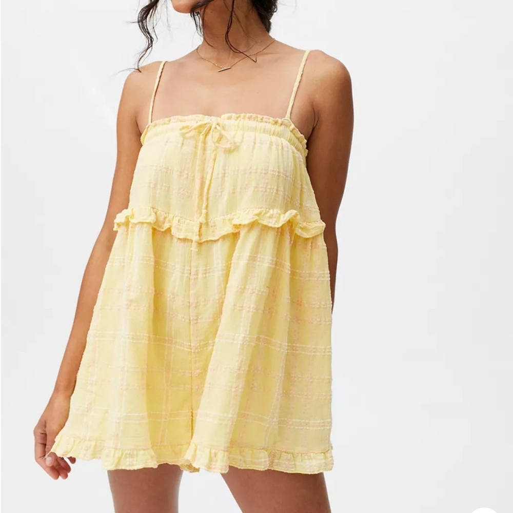 UO yellow ruffle romper